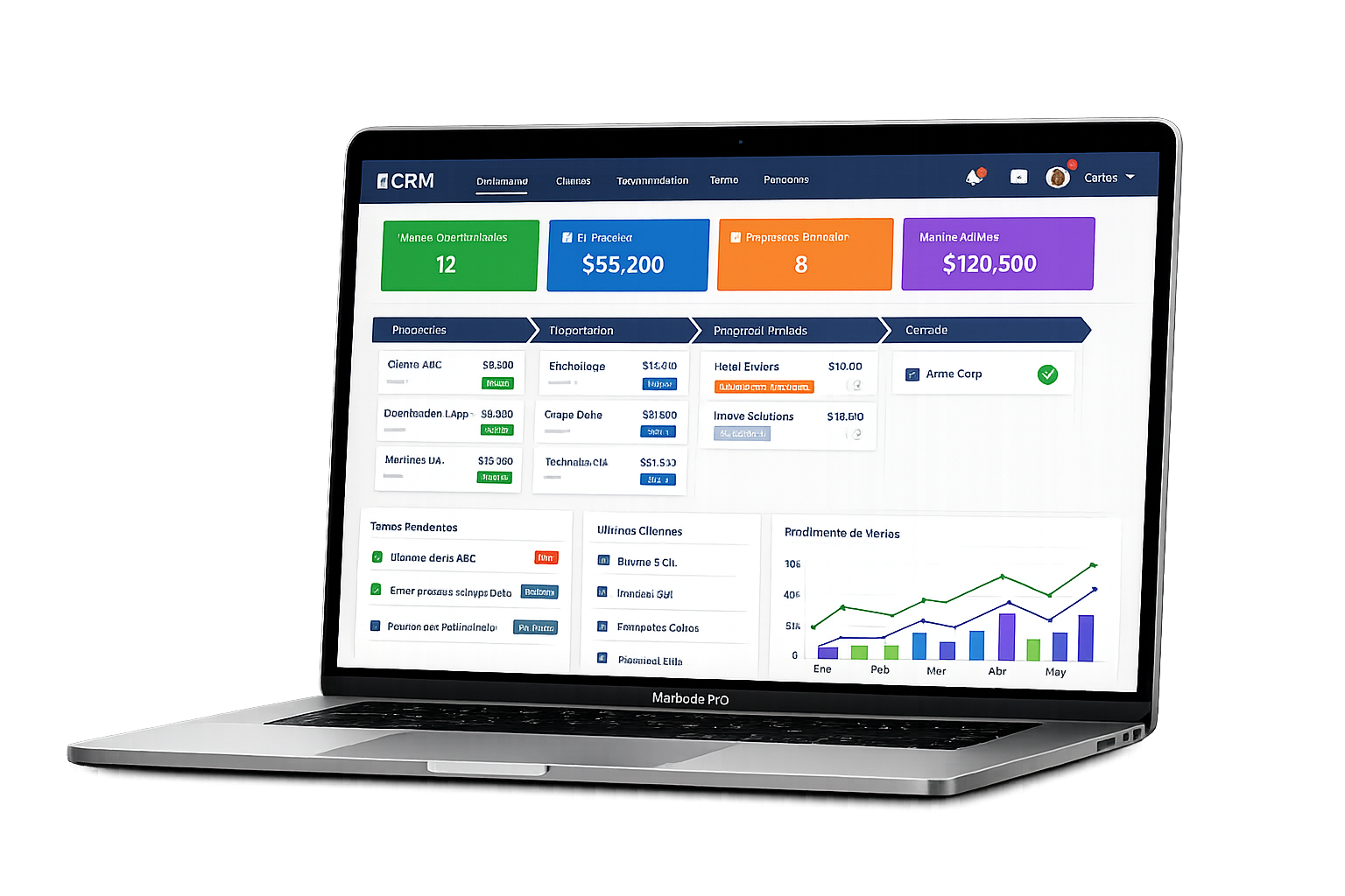 Sistema ERP en laptop